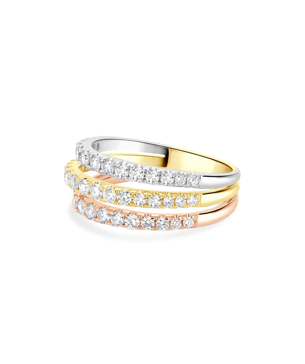 14K Tri-Tone Gold Diamond Fashion Ring