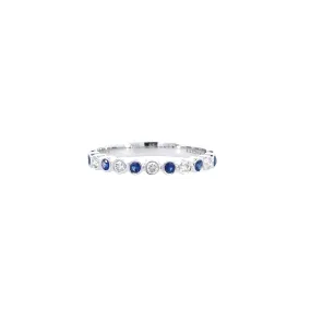 18KW Diamond & Sapphire Fashion Band