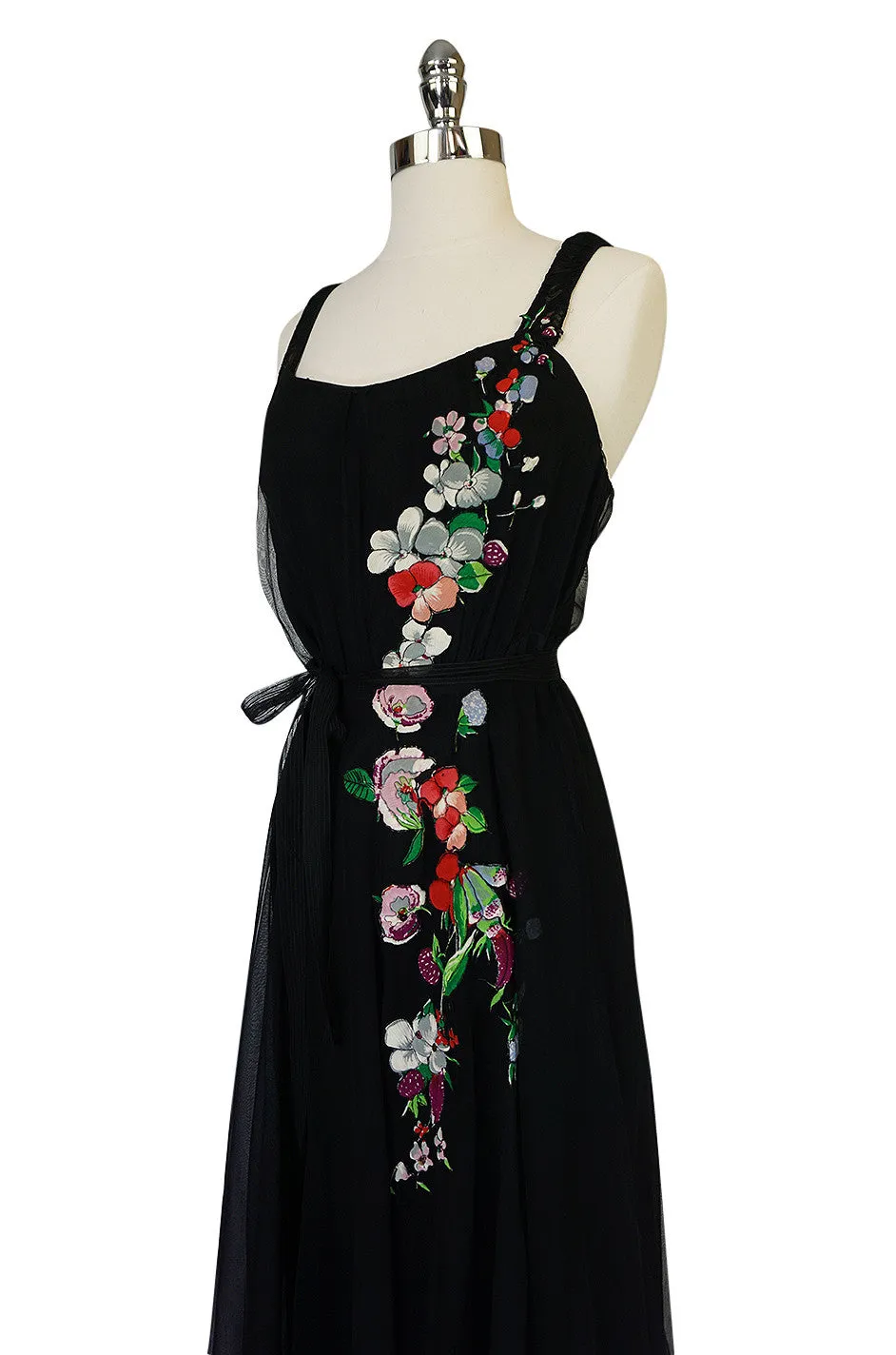 1930s Fashion Originators Guild Floral Applique Silk Dress