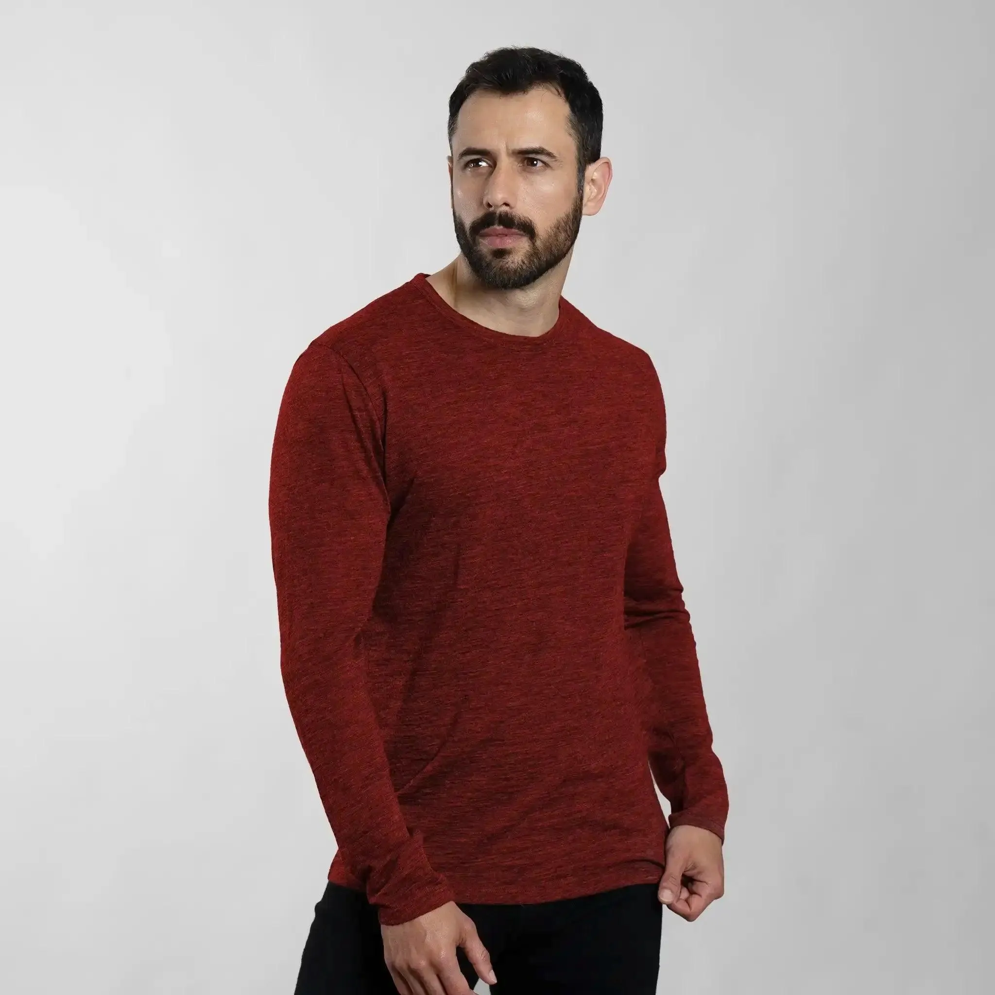 7 Pack - Men's Alpaca Wool Long Sleeve Shirts: 160 Ultralight