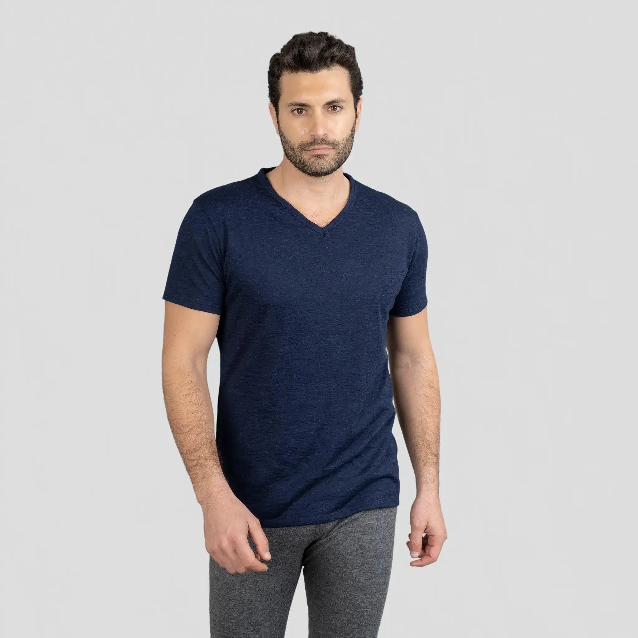 9 Pack - Men's Alpaca Wool V-Neck T-Shirts: 160 Ultralight