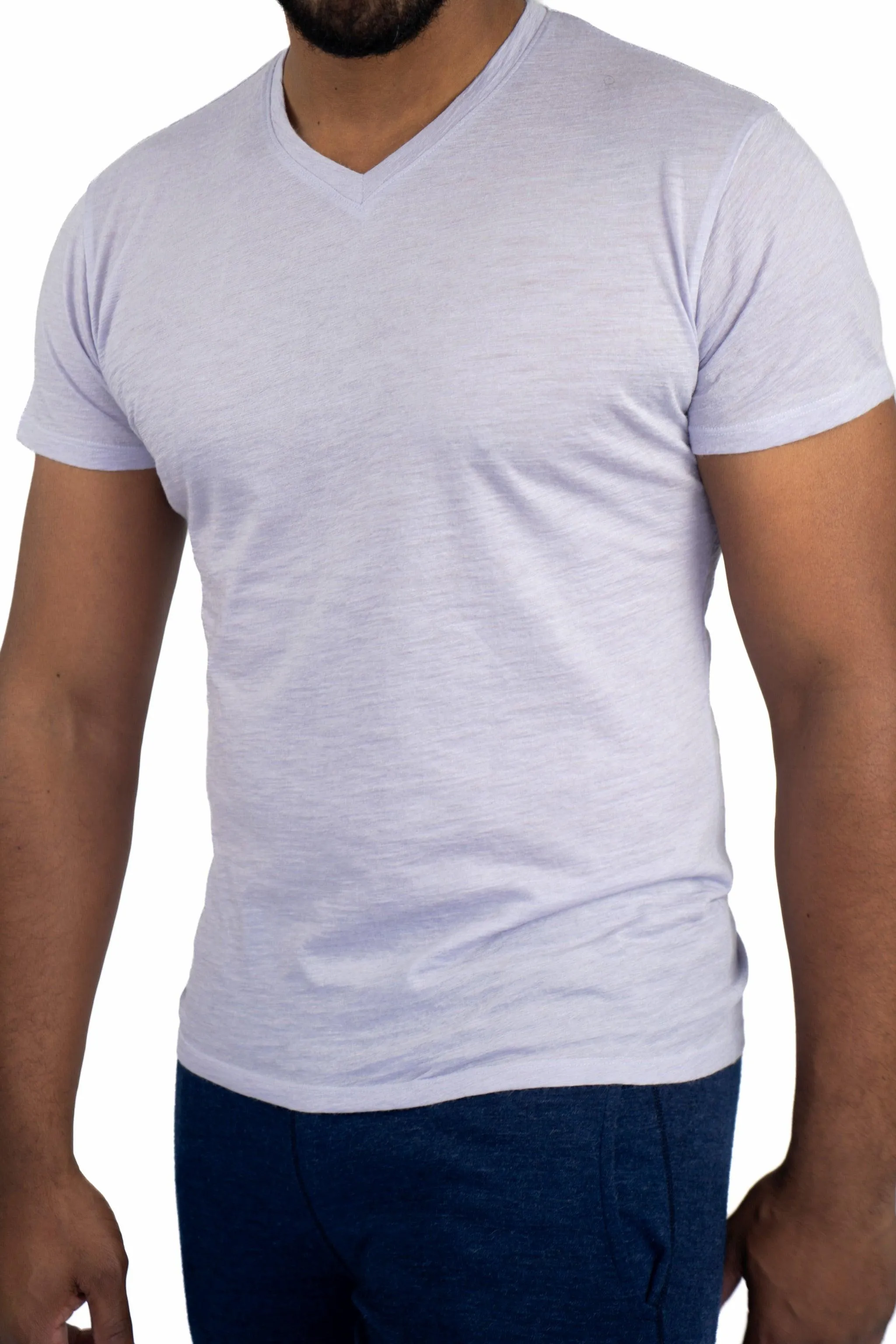 9 Pack - Men's Alpaca Wool V-Neck T-Shirts: 160 Ultralight