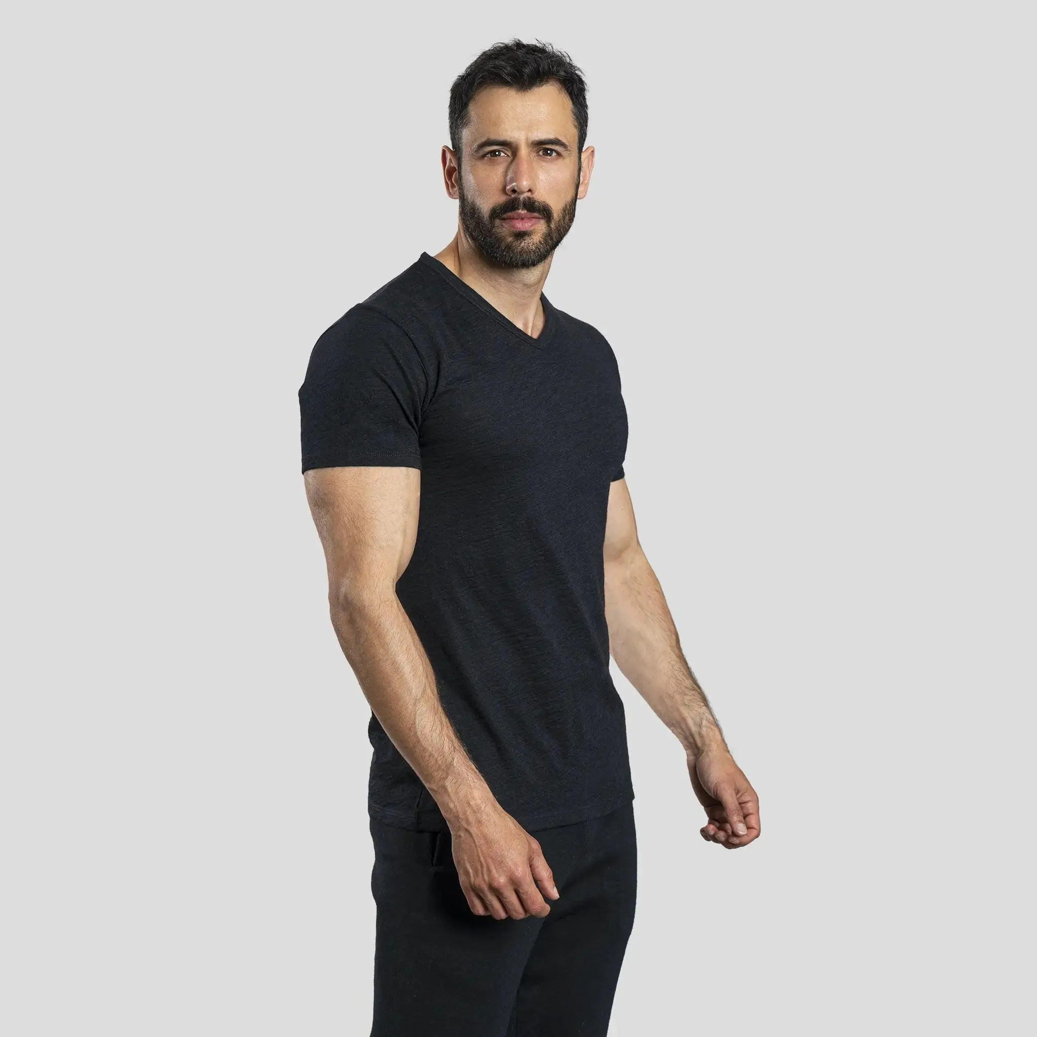 9 Pack - Men's Alpaca Wool V-Neck T-Shirts: 160 Ultralight