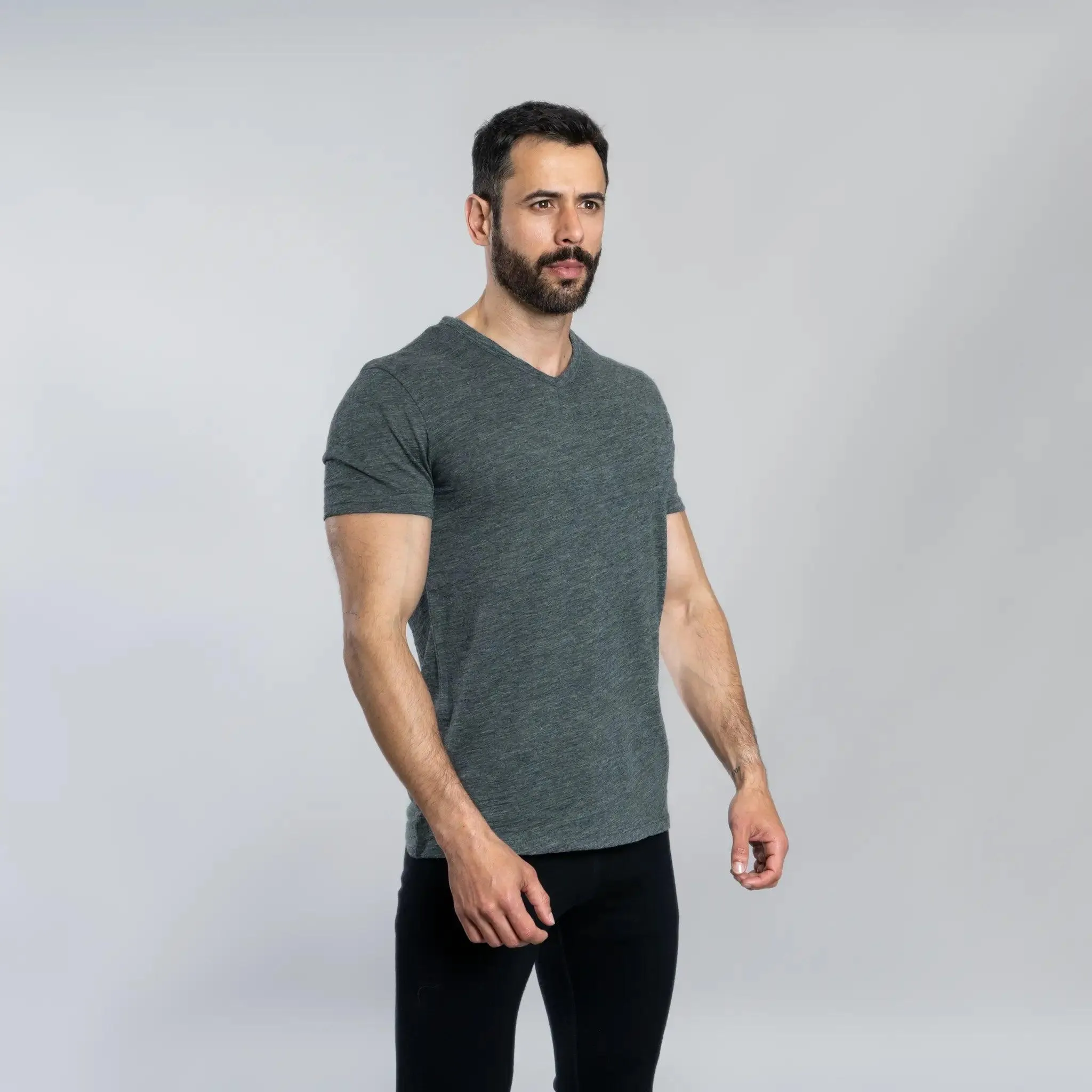 9 Pack - Men's Alpaca Wool V-Neck T-Shirts: 160 Ultralight