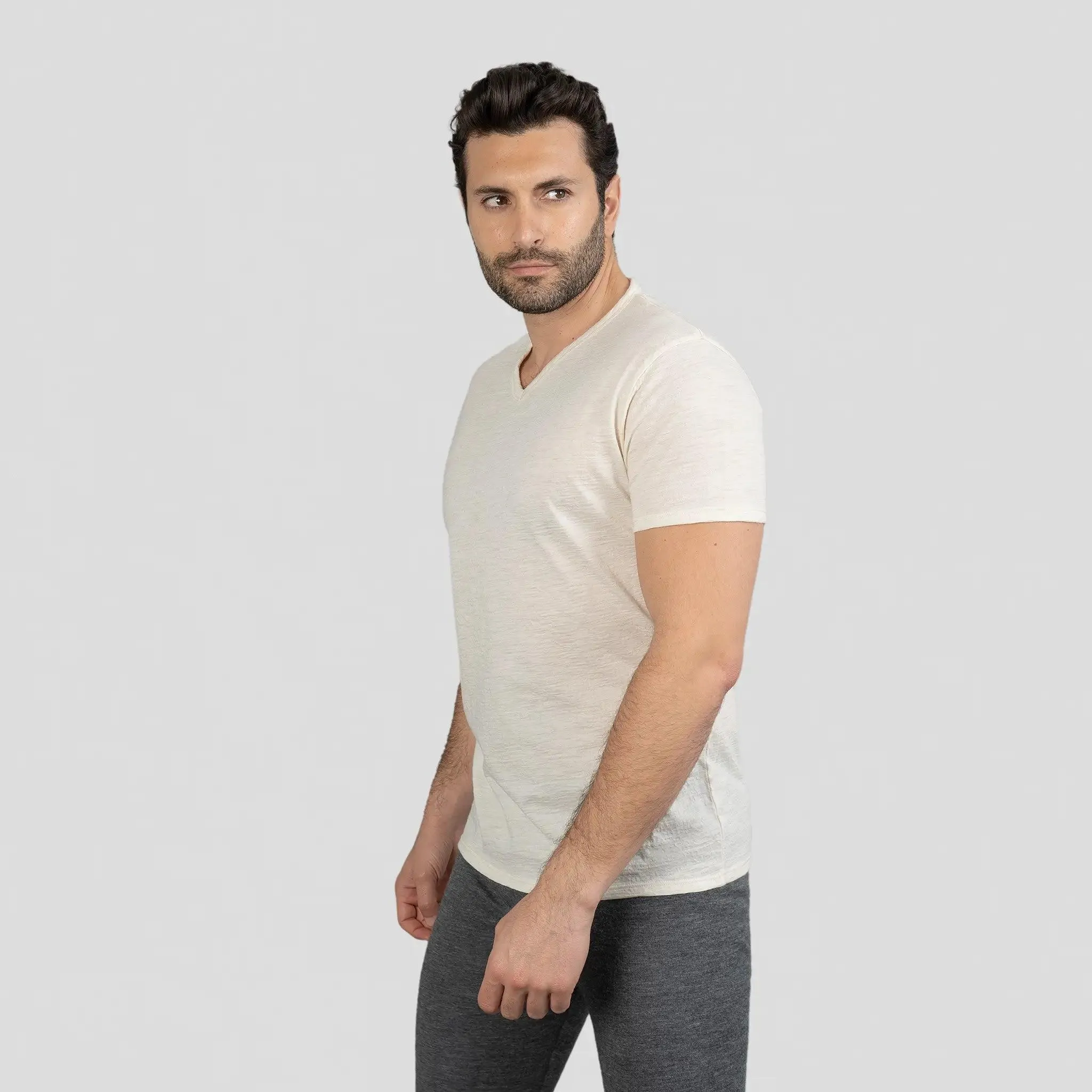 9 Pack - Men's Alpaca Wool V-Neck T-Shirts: 160 Ultralight