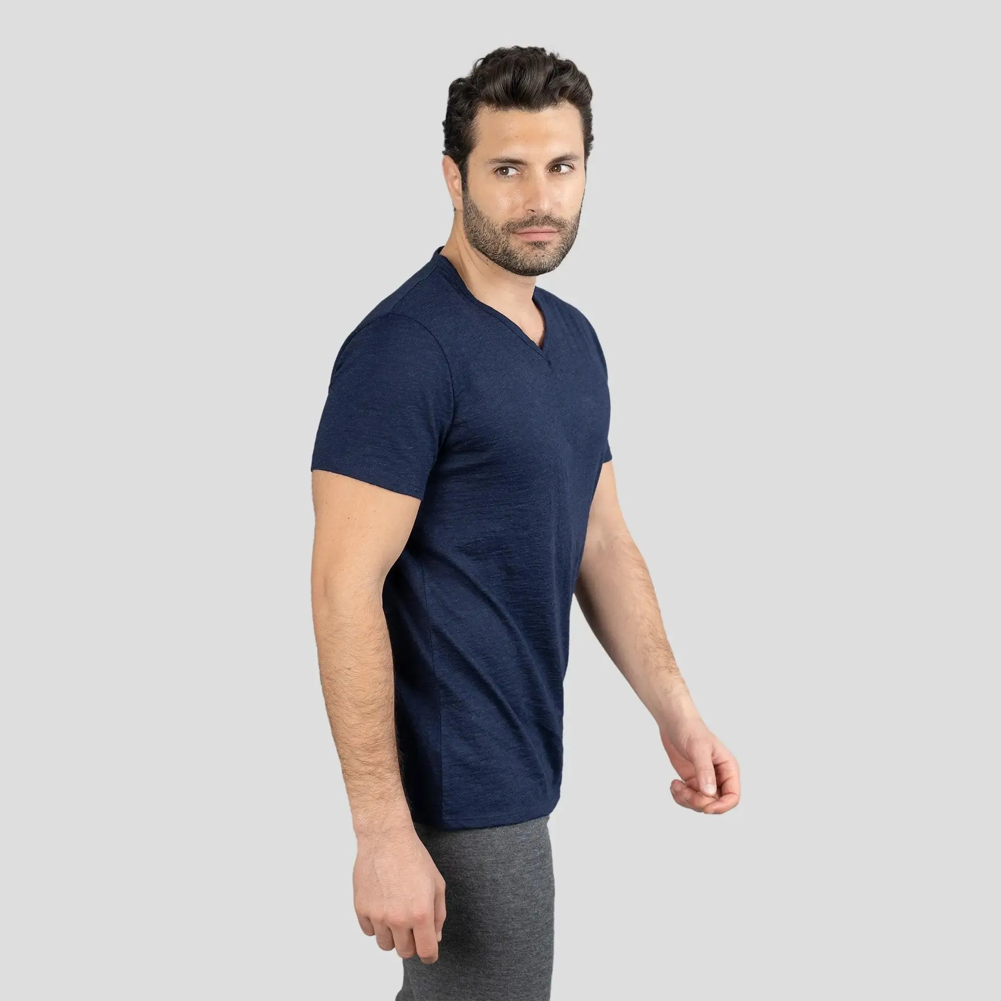 9 Pack - Men's Alpaca Wool V-Neck T-Shirts: 160 Ultralight