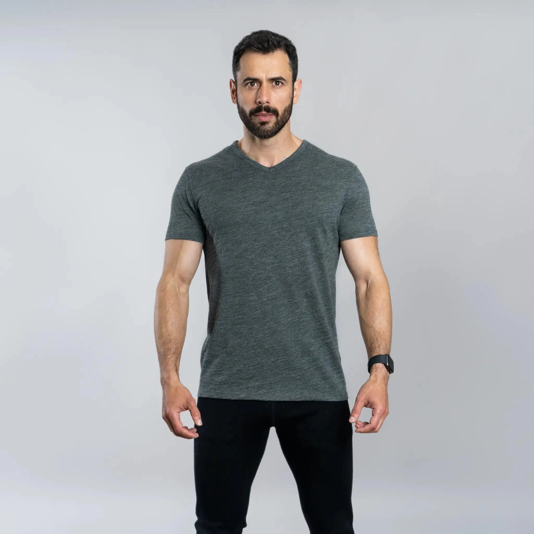 9 Pack - Men's Alpaca Wool V-Neck T-Shirts: 160 Ultralight