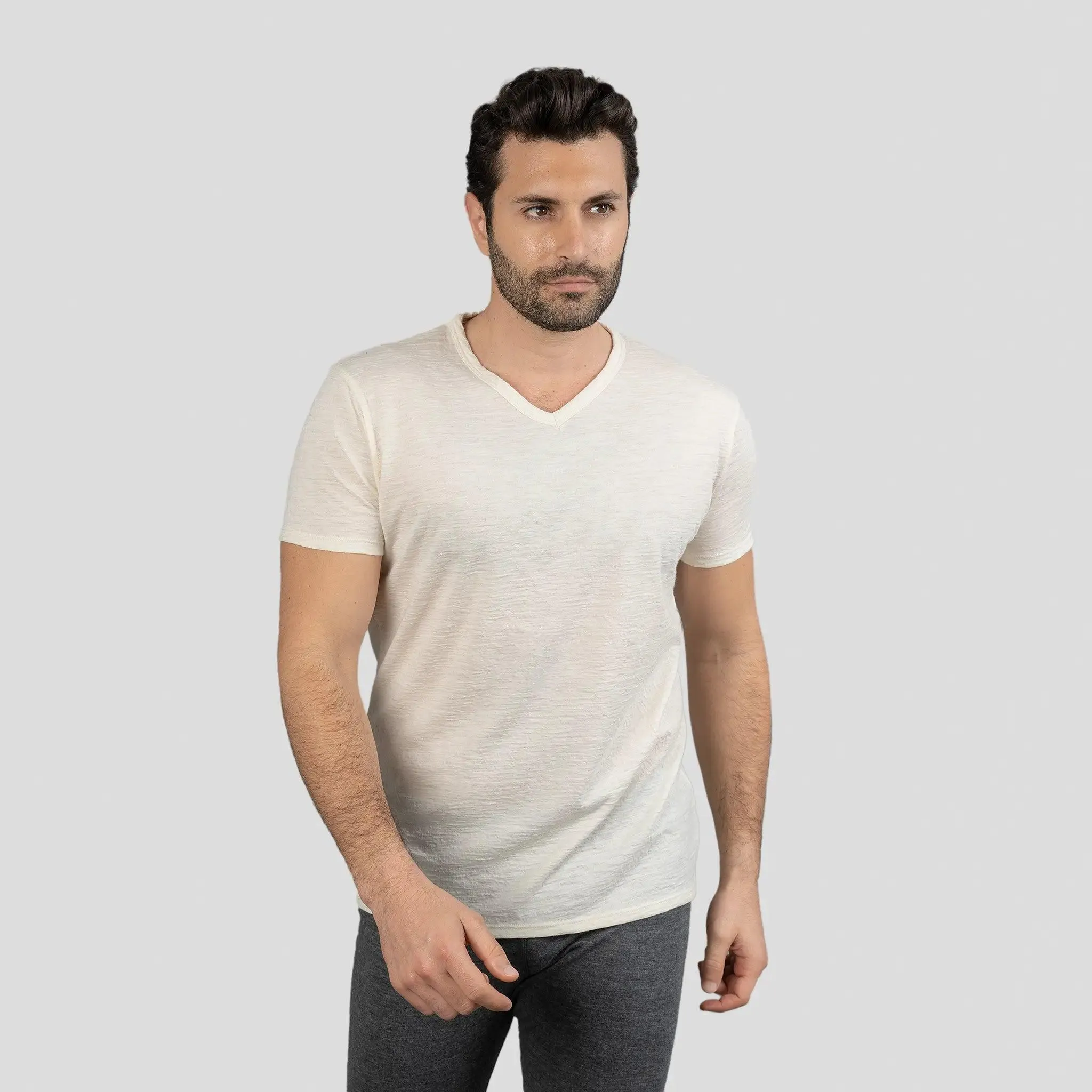 9 Pack - Men's Alpaca Wool V-Neck T-Shirts: 160 Ultralight