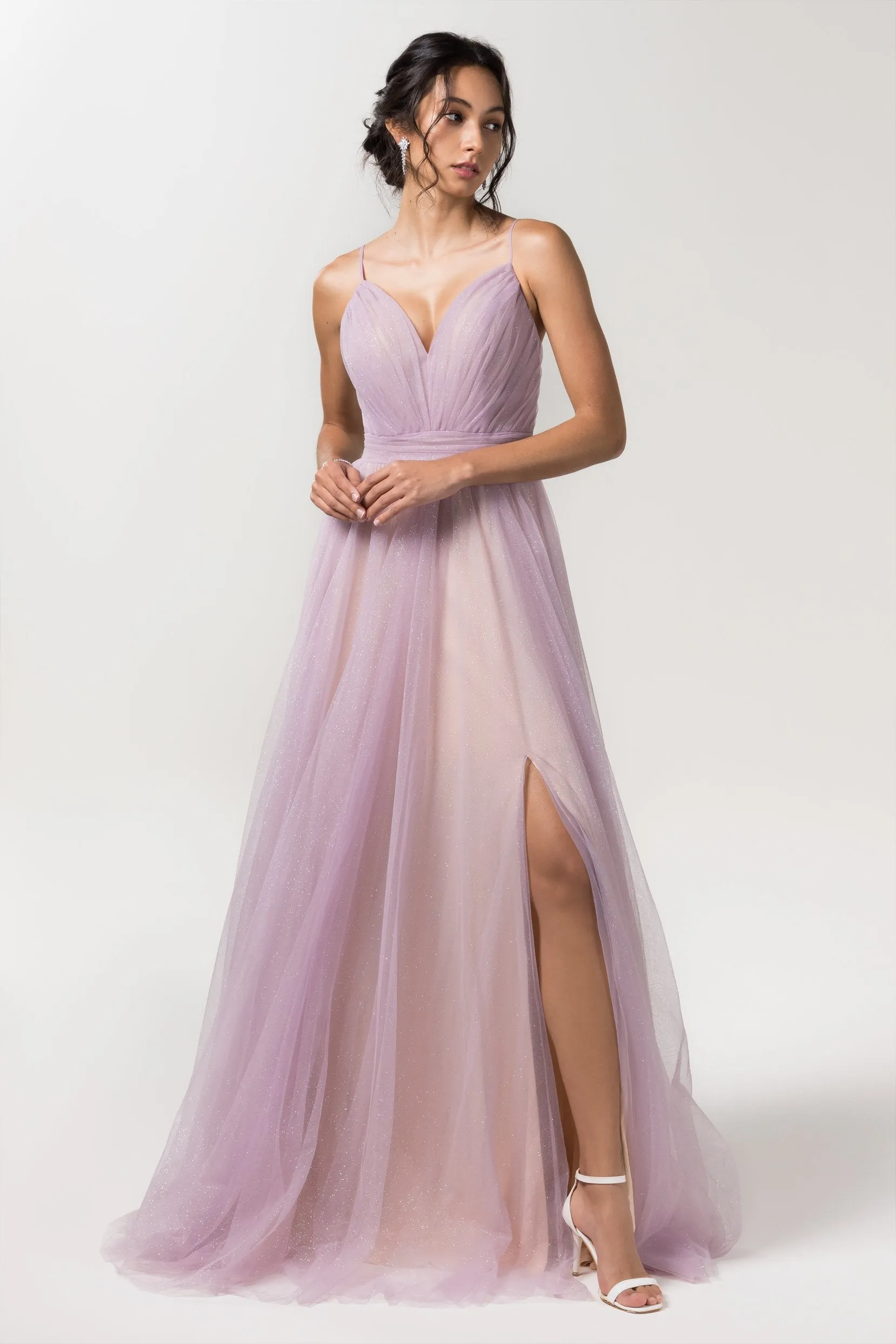 A-Line Floor Length Sparkling Tulle Bridesmaid Dress Formal Dresses CB0621