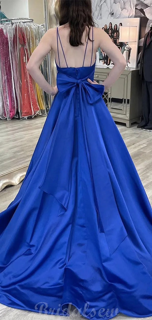 A-line Royal Blue Simple Elegant Fashion Long Prom Dresses, Evening Dress PD429