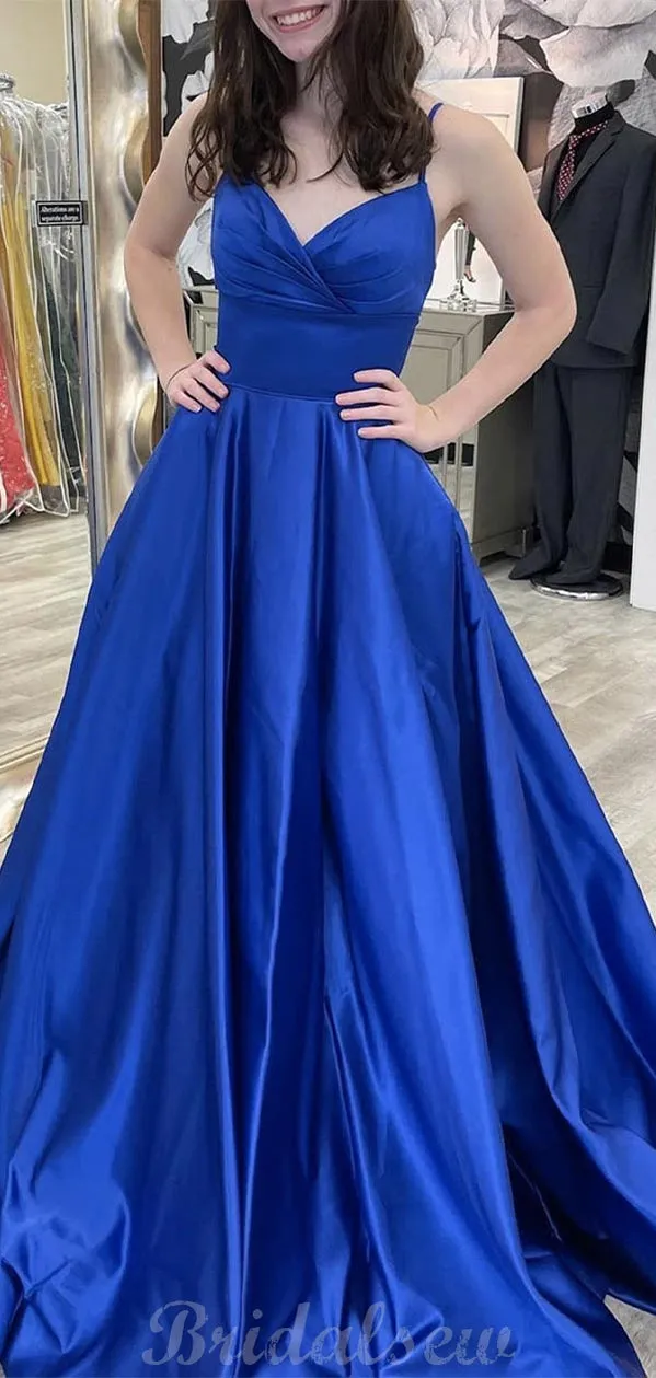 A-line Royal Blue Simple Elegant Fashion Long Prom Dresses, Evening Dress PD429