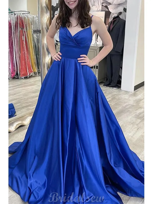 A-line Royal Blue Simple Elegant Fashion Long Prom Dresses, Evening Dress PD429