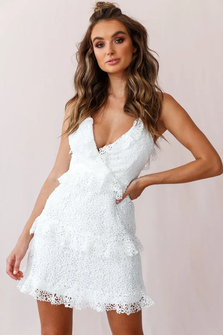 Airlie Halterneck Open Back Lace Dress White