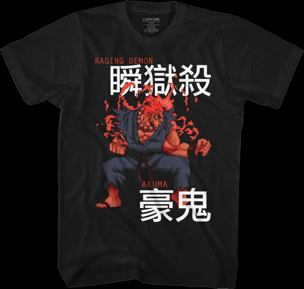 Akuma Japanese Text Street Fighter T-Shirt