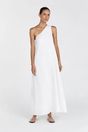 AMBER WHITE ONE SHOULDER MIDI DRESS