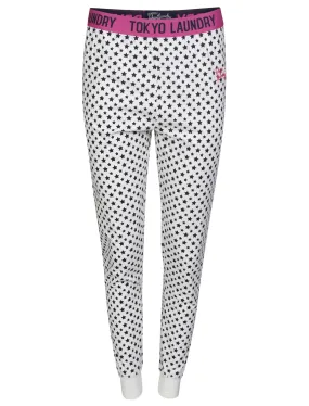 Amelie Star Print Cotton Lounge Pants in White - Tokyo Laundry