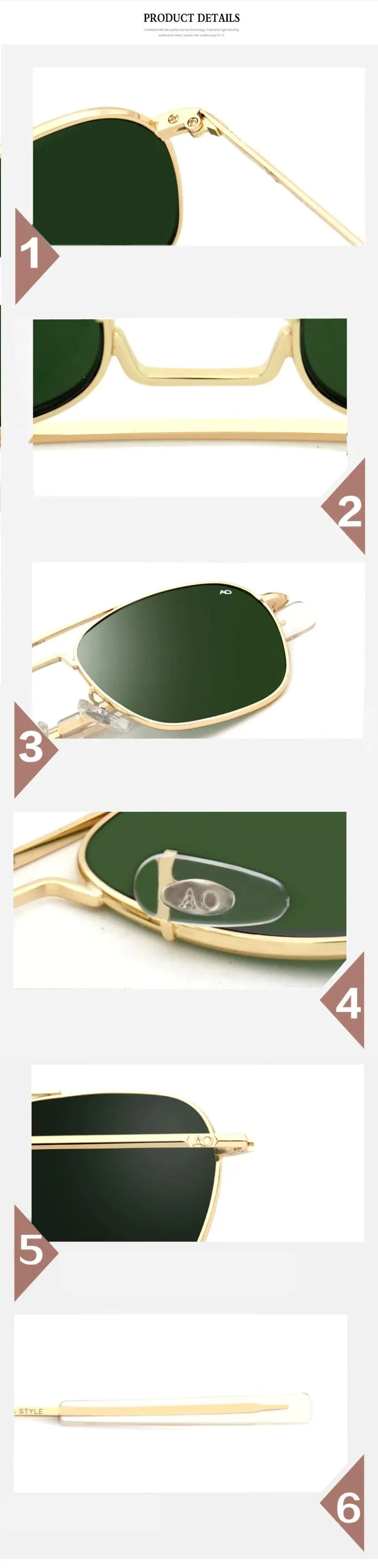 American Army Military Style Optical Men's Fashion AO Sunglasses