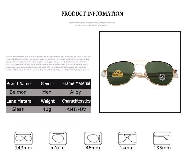 American Army Military Style Optical Men's Fashion AO Sunglasses