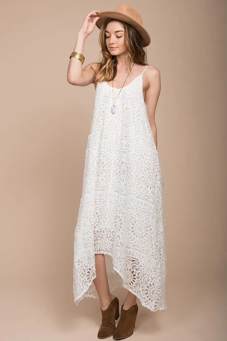 Aroura Crochet Maxi Dress White