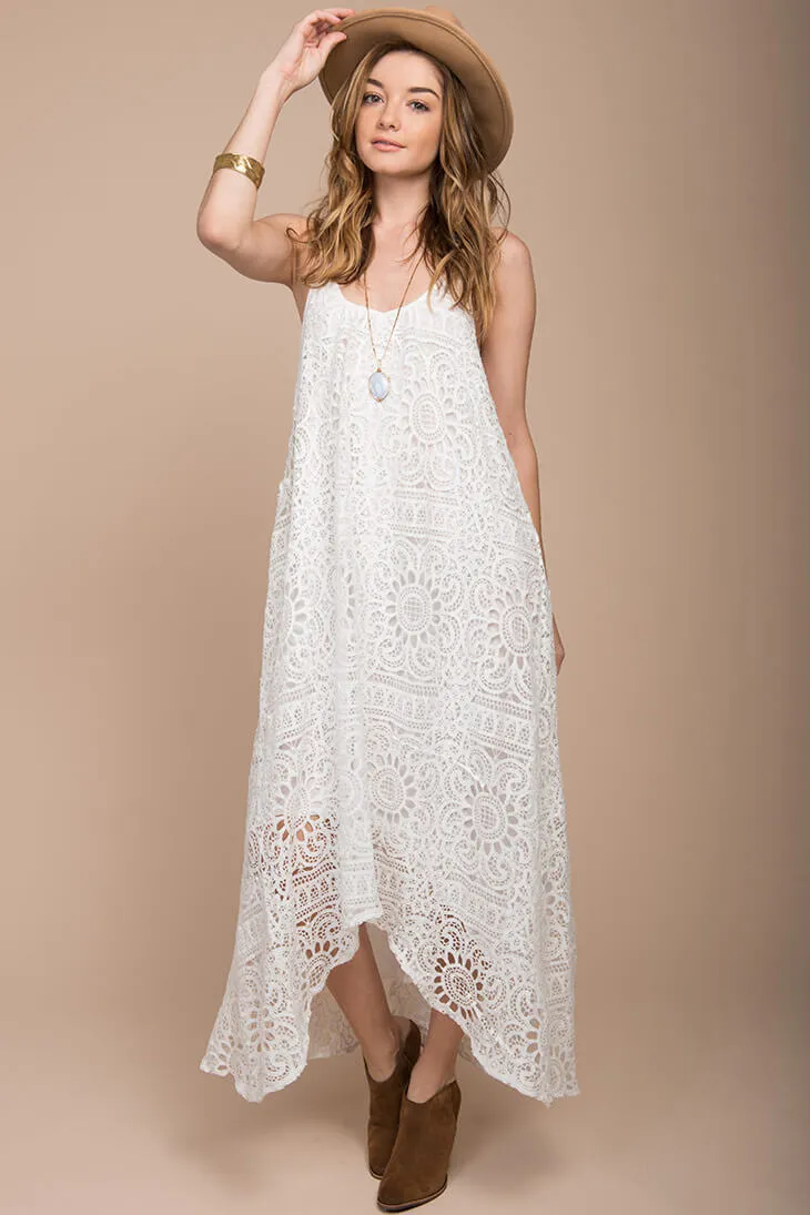 Aroura Crochet Maxi Dress White