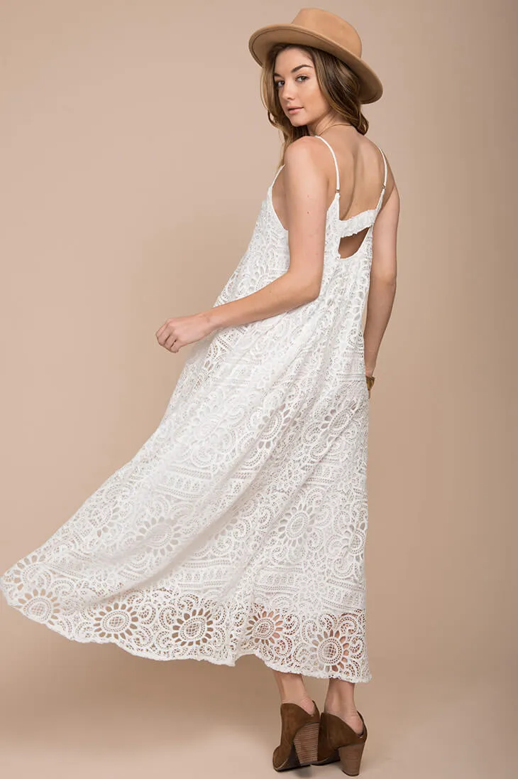 Aroura Crochet Maxi Dress White