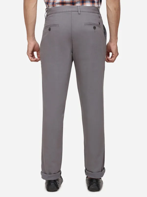 Ash Grey Solid Uno Fit Casual Trouser | JadeBlue