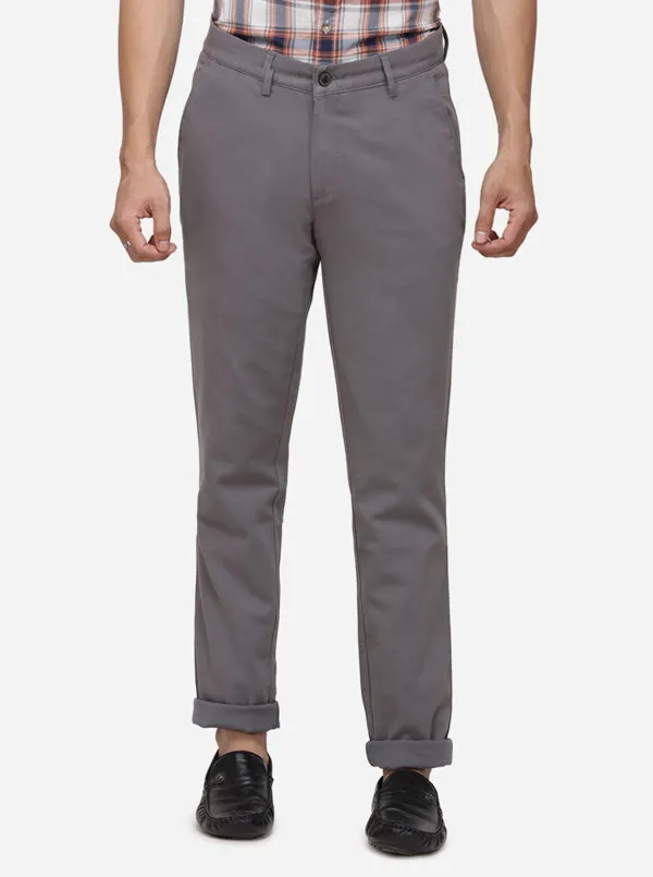 Ash Grey Solid Uno Fit Casual Trouser | JadeBlue