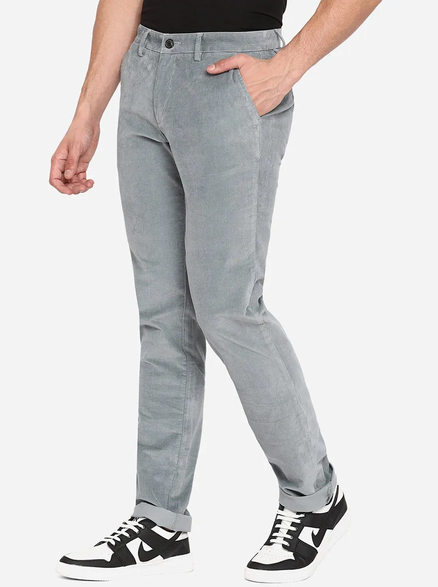 Ash Grey Solid Uno Fit Casual Trouser | JadeBlue