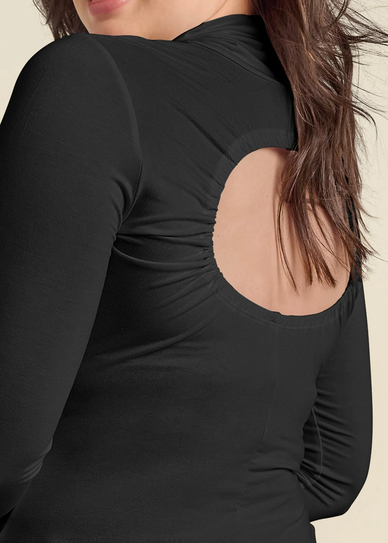 Black Casual Top with Back Cut-Out Design