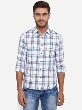 Bell Blue Checked Slim Fit Casual Shirt | Greenfibre