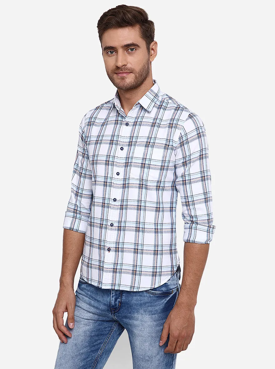 Bell Blue Checked Slim Fit Casual Shirt | Greenfibre