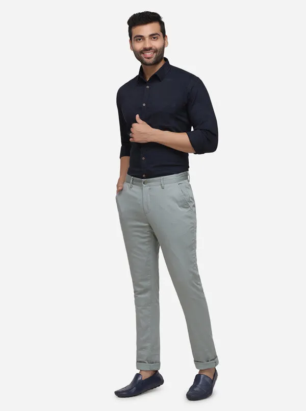 Beryl Green Solid Super Slim Fit Casual Trouser | Greenfibre