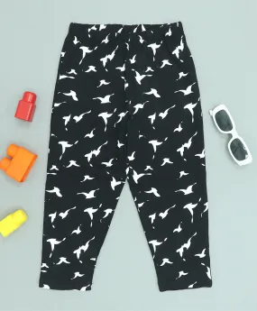 Bird Pattern Cotton Knit Full Length Printed Lounge Pants