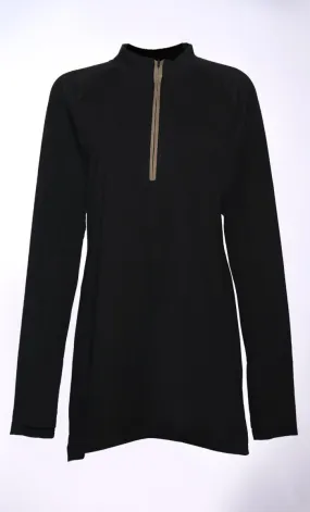 Black Casual T-Shirt with Half Zip Closure