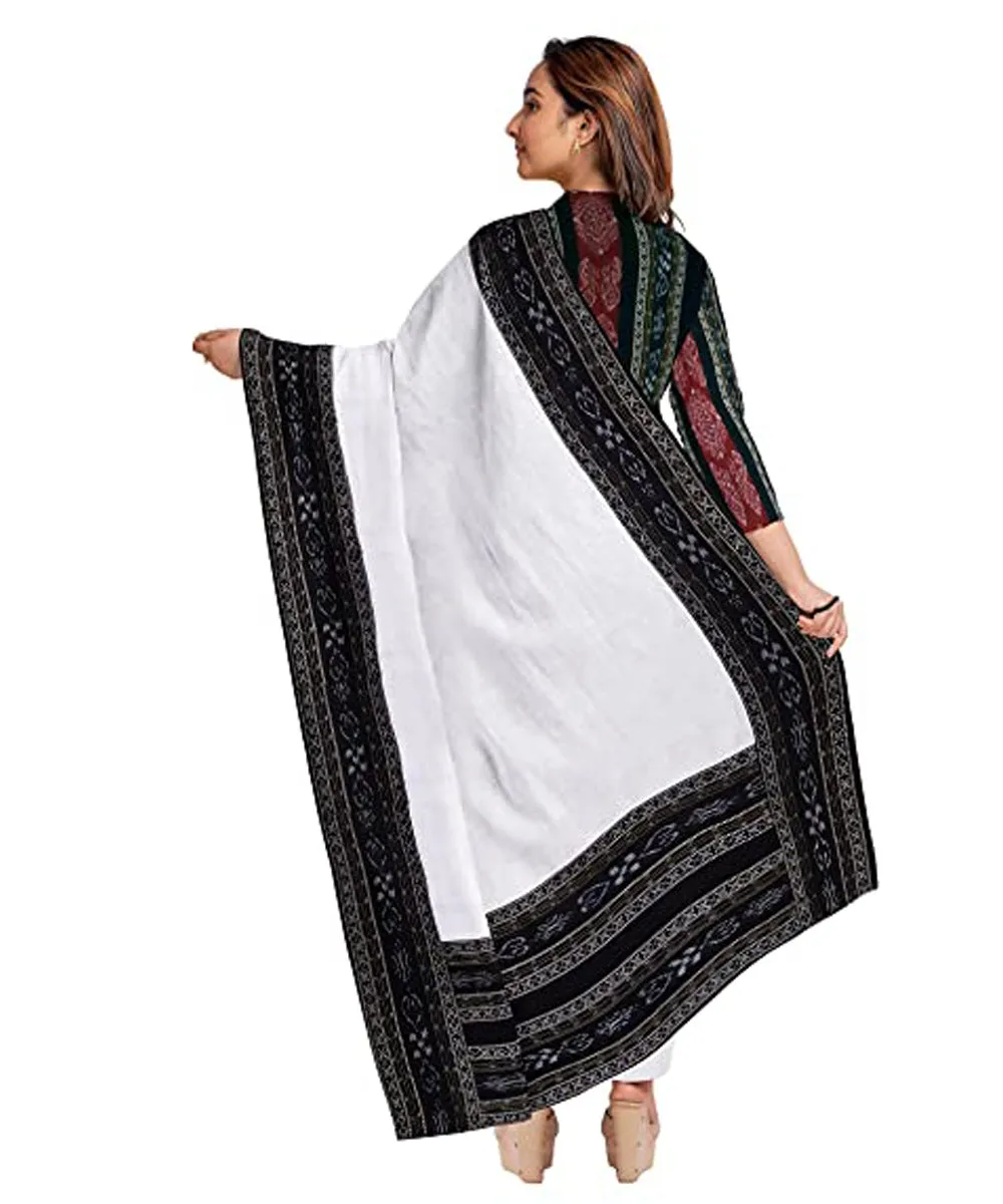 Black white handwoven cotton nuapatna dress material