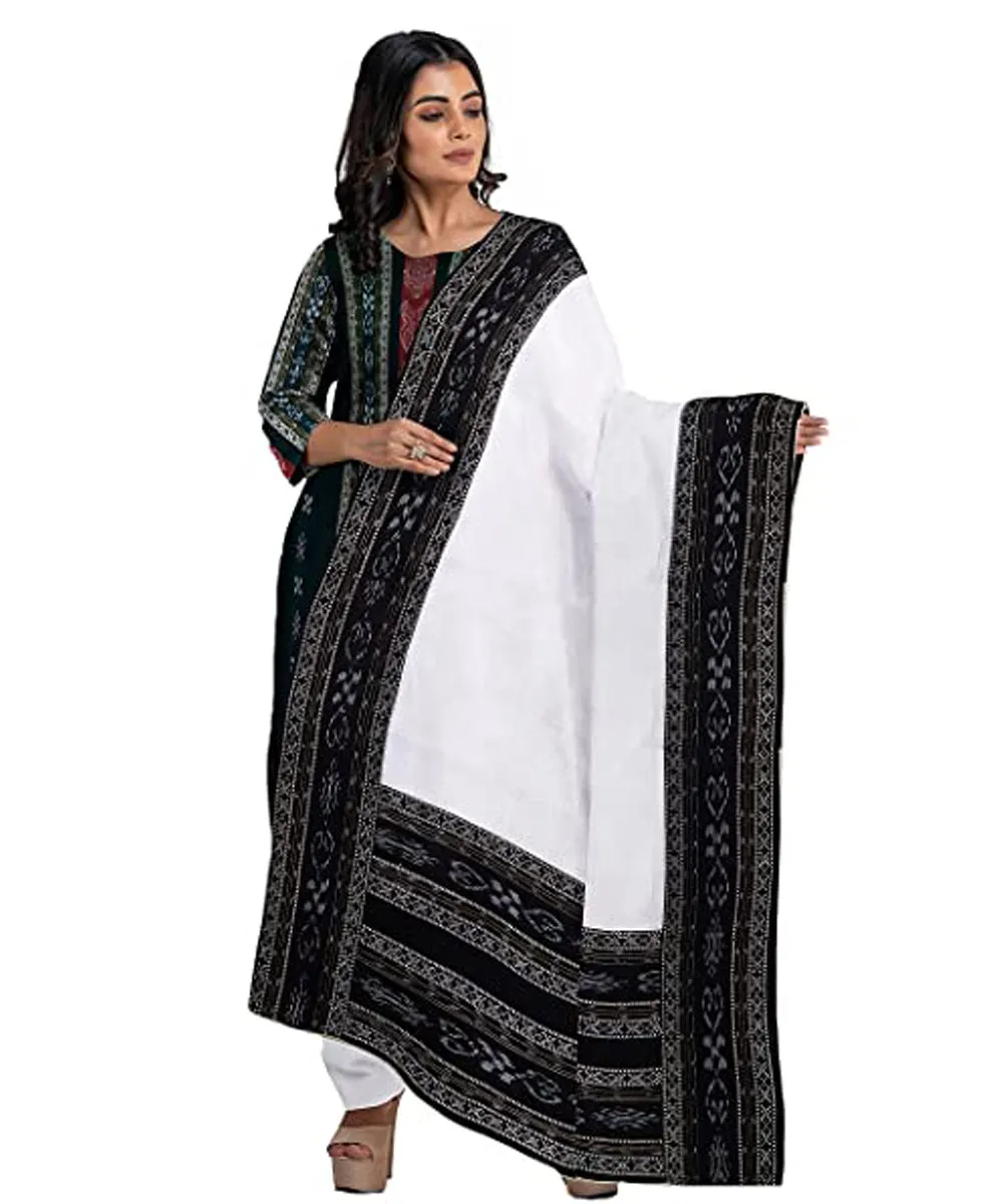 Black white handwoven cotton nuapatna dress material