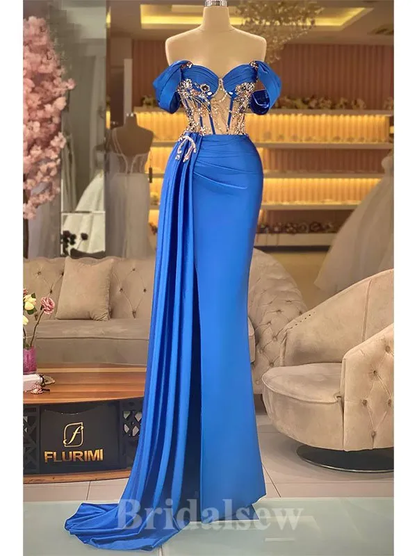 Blue Stylish Fashion Unique Mermaid New Elegant Long Party Evening Prom Dresses, PD1249