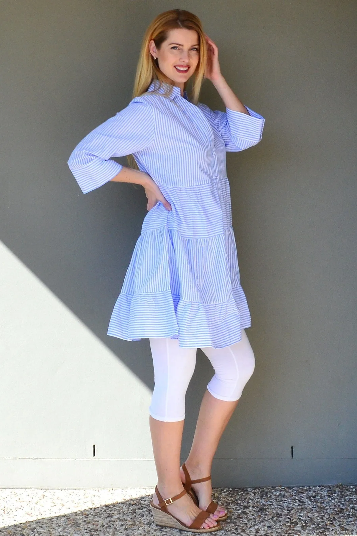 Blue White Striped Tunic Dress