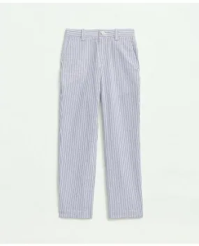 Brooks Brothers Boys Stretch Cotton Seersucker Pants Blue/Ivory