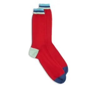 Burrows & Hare Stripe Cuff Socks - Red