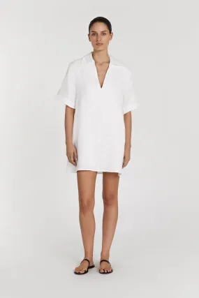 CANDICE WHITE LINEN SMOCK DRESS