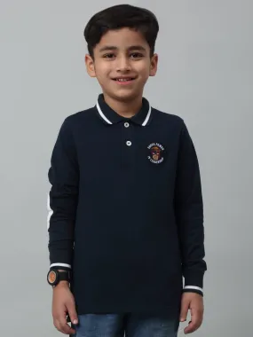 Cantabil Boys Navy Blue Solid Full Sleeves Casual Cotton T-Shirt