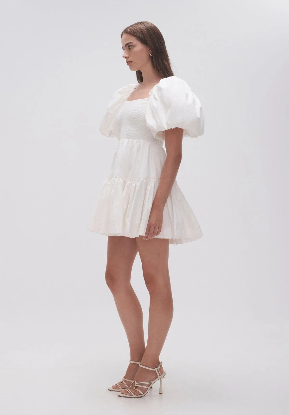 Casa Puff Sleeve Mini Dress - White