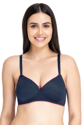 Casual Chic Solid Padded Non-Wired T-Shirt Bra - Midnight-Red Obsession