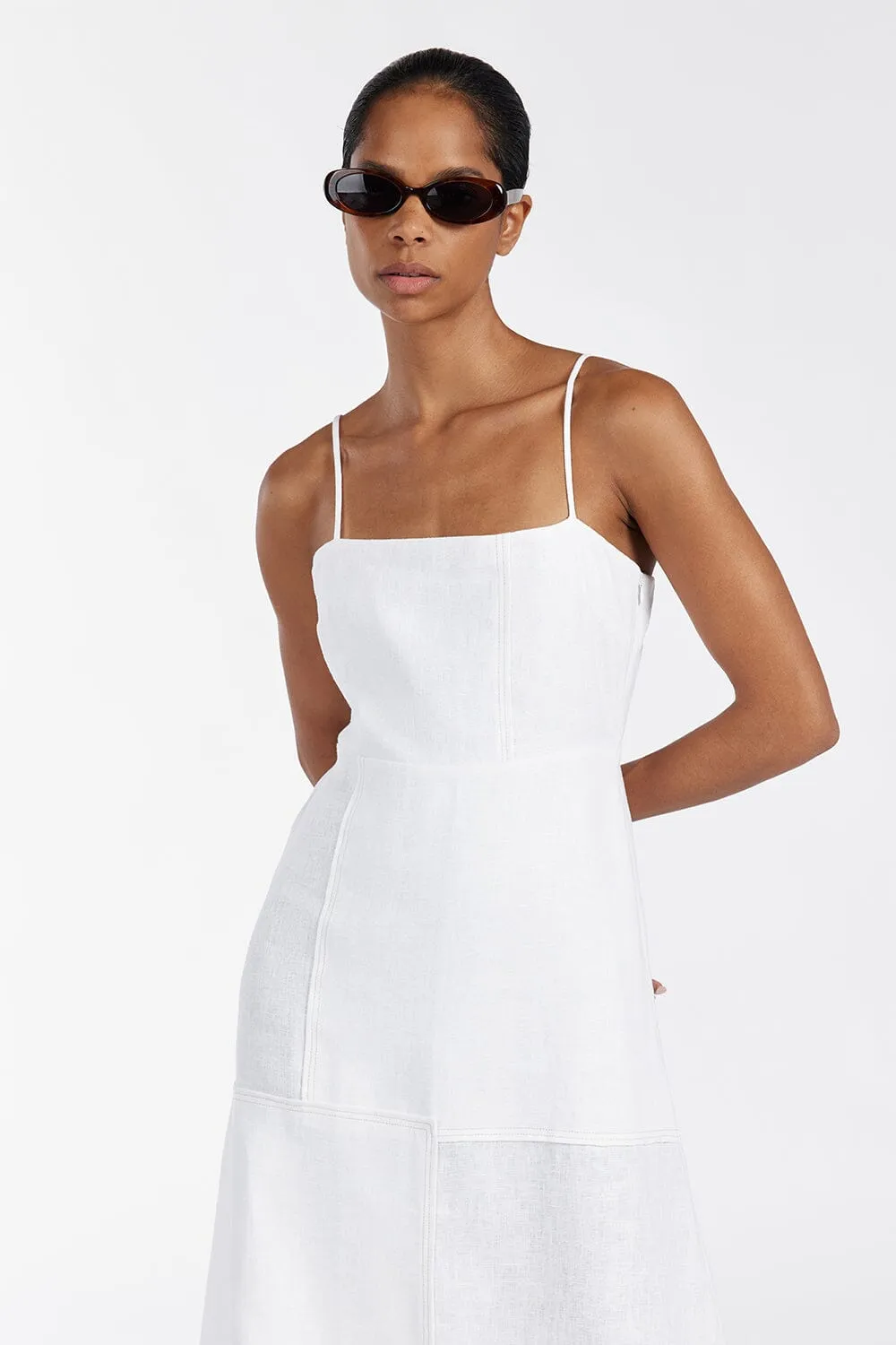 White Patchwork Midi Dress – Catie Collection