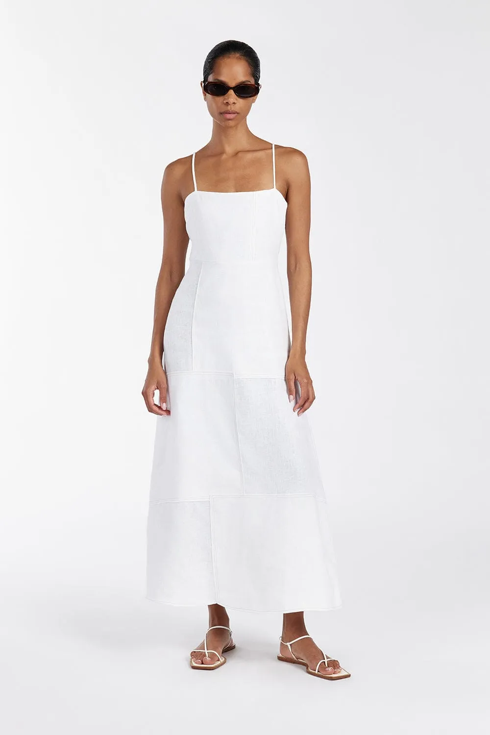 White Patchwork Midi Dress – Catie Collection