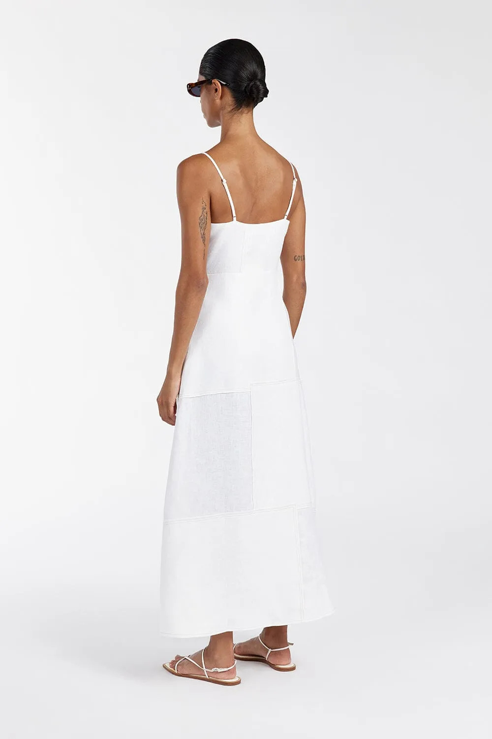 White Patchwork Midi Dress – Catie Collection