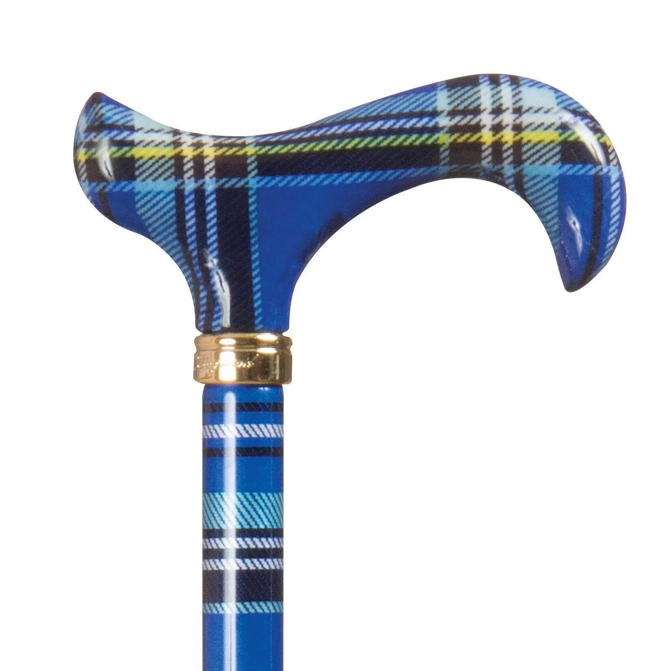 Classic Canes Slimline Fashion Derby Cane Blue Tartan