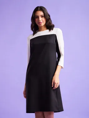 Colour Block Shift Dress - Black And White