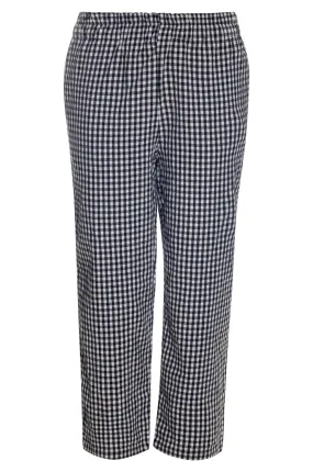 Cotton Linen Checks Mid Calf Pants | BLACK/WHITE | 4081AR